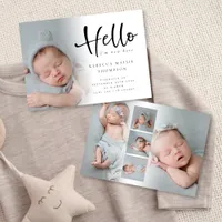 6 Photo Baby Girl Boy Script Hello  Announcement