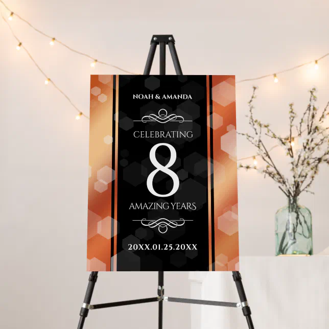 Elegant 8th Bronze Wedding Anniversary Celebration Foam Board