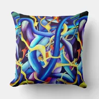 Contemporary Blue Abstract - Depth Illusion Throw Pillow