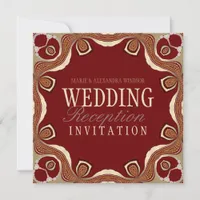 Red+Gold Tribal Royal Alternative Wedding Invitati Invitation