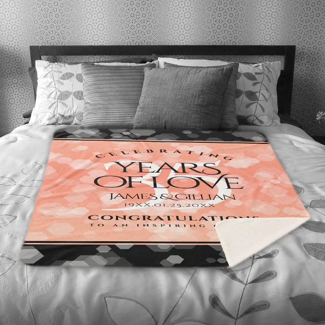 Elegant 35th Coral Wedding Anniversary Sherpa Blanket