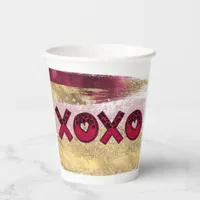 Glam Glitter Gold Red Luxe XOXO Valentines  Paper Cups