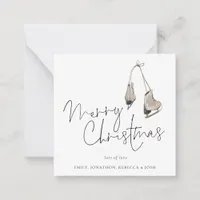 Mini Size | Minimalist Ice Skates Merry Christmas Note Card