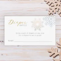 Blue Snowflake Baby Diaper Raffle Card