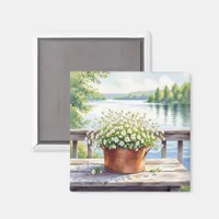 Flowers in Copper pot on Lakehouse Deck   Magnet
