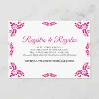 Talavera Pink Floral Minimalist Spanish Wedding Enclosure Card