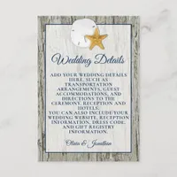 Sand Dollar Rustic Beach Driftwood Wedding Details Enclosure Card