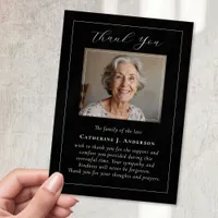 Classic Calligraphy Photo Sympathy Funeral  Thank You Card