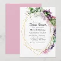 Succulent Geometric Virtual Baby Shower Invitation