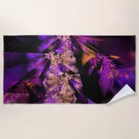 Modern fractal in black and purple beach towel