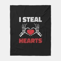 Steal Hearts Valentines Day Funny Skeleton Hand Fleece Blanket