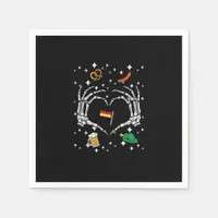 Oktoberfest Skeleton Hand Heart Flag German  Napkins