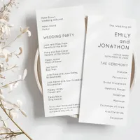 Printable Simple Text Black White Wedding Program