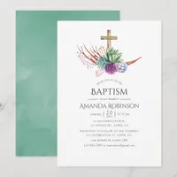 Watercolor Desert Succulent Baptism or Christening Invitation