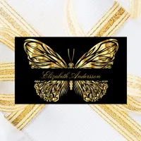 Butterfly black gold QR code elegant script Rectangular Sticker