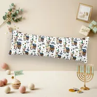 Cute Blue Festive Hanukkah Llama Body Pillow