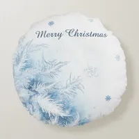 Beautiful Winter Frost Christmas Round Pillow