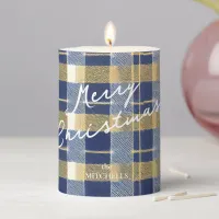 Blue Gold Christmas Pattern#7 ID1009 Pillar Candle