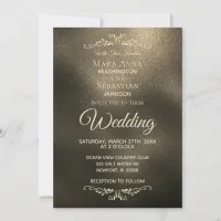 *~* Simple Elegant Copper Gold  Iridescent Wedding Invitation