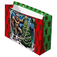 Bigfoot aka Sasquatch Themed Christmas Large Gift Bag