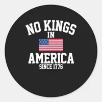 No Kings In America USA Flag Retro Cool Style Classic Round Sticker