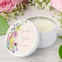 Boho Wildflowers Script Wedding Mini Candle Favors