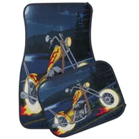 Classic Hot Rod Under Full Moon Car Floor Mat