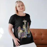 Dark be the Night - Luminous Seattle Skyline T-Shirt