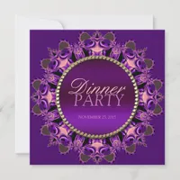 Regal Lace Heart Purple Dinner Party Invitation