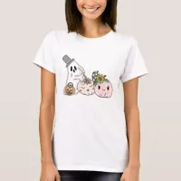 Pink Halloween Boo Ghosts and Pumpkins  T-Shirt