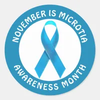 Microtia Blue Awareness Month Ribbon Classic Round Sticker