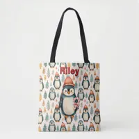 Merry Christmas  | Vintage Penguins Christmas Tote Bag