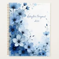 Blue Floral Spiral-bound Abstract Summer Botanical Planner
