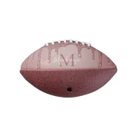 Luxury Rose Gold Glitter Drips Monogram Football