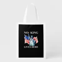 No King Lives in America Freedom Flag Patriotic Grocery Bag