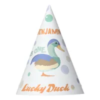 One Lucky Duck &  Bubbles First Birthday Pastel  Party Hat