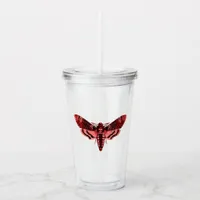 Crimson Red Moth Acrylic Tumbler