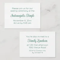 Green Script Temple Sealing & Meal Invitation