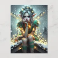 Fairy Wrapped in Christmas Lights Postcard