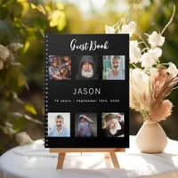 Guest book birthday photo collage black budget