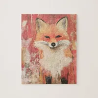 Cute Red Fox Mixed Media Jigsaw Puzzle