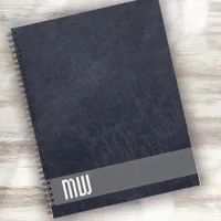 Cool Leather Metal Stripe Bold Monogram Notebook