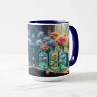Flower vases filled with stunning, vibrant blooms  mug