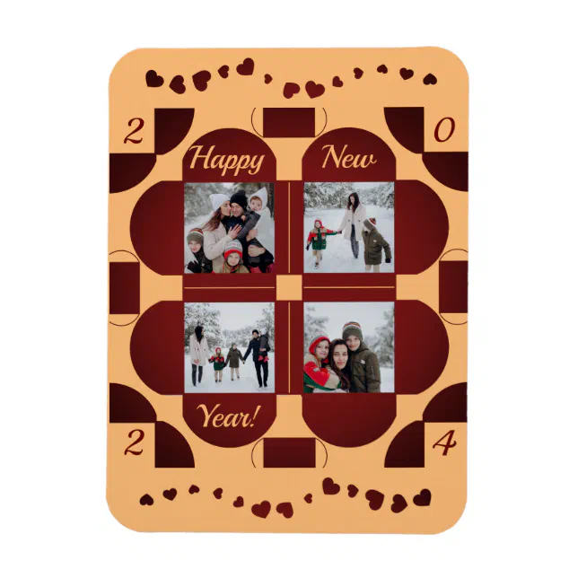 Geometric colorfu frames - 4 photos happy new year magnet