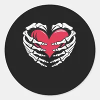 Ed Heart In Skeletal Hands Classic Classic Round Sticker