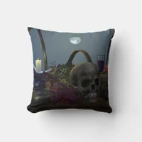 Spooky Still Life in Moonlight Throw Pillow