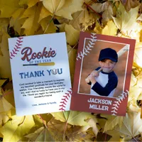 Rookie of the Year Baseball 1st Birthday Party Thank You Card