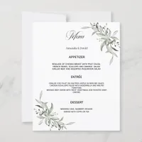 Sage green greenery wedding menu card