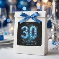 Blue Diamond Bling Glamour 30th Birthday Square Sticker