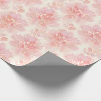 Abstract Floral Watercolor Pattern Peach and Pink Wrapping Paper
